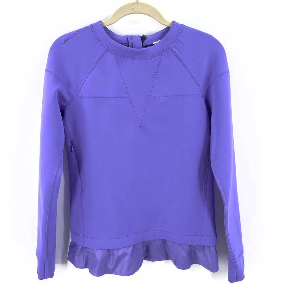 Lululemon Ivivva Star Gazer Spacer Peplum Pullover Rash Guard Girls 14 Purple